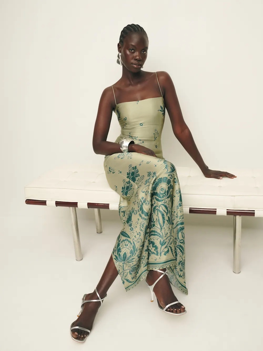 Reformation Frankie Silk Dress Green - Size 2